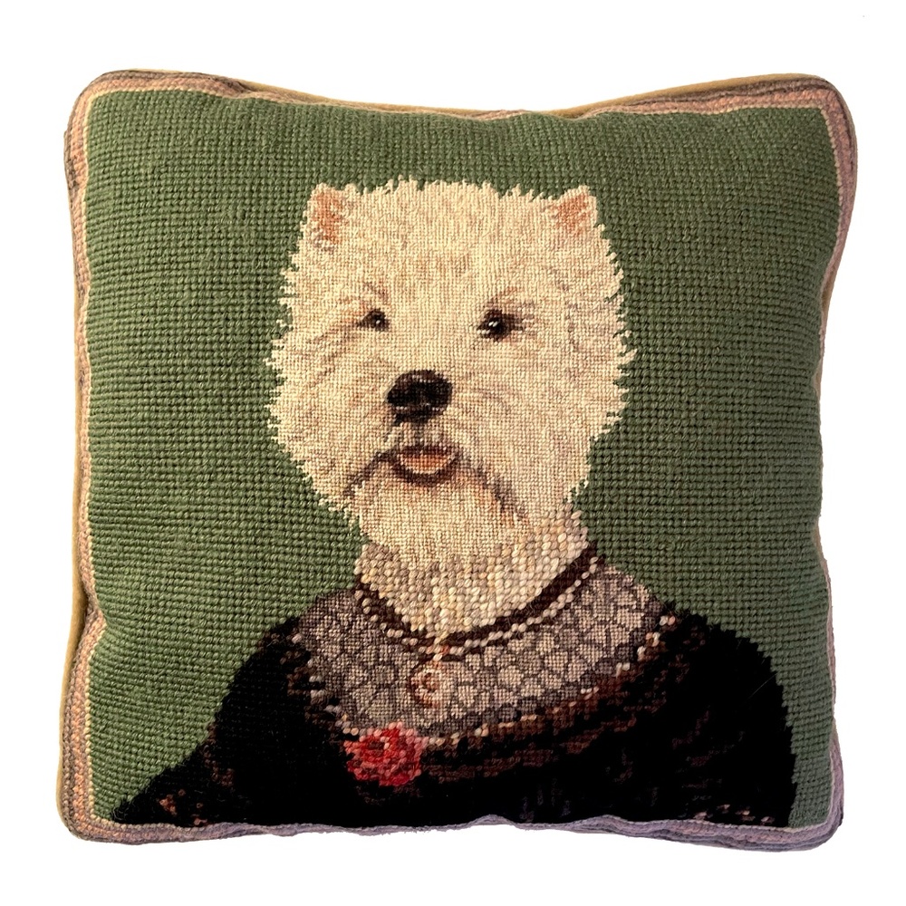 CHELSEA TEXTILES UK Needlepoint Pillow Westie Dog